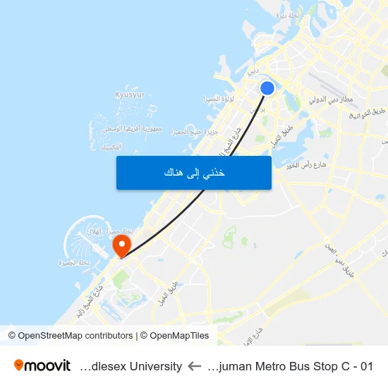 Burjuman Metro Bus Stop C - 01 to Middlesex University map