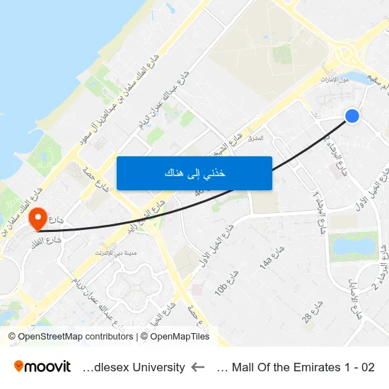 The Mall Of the Emirates 1 - 02 to Middlesex University map