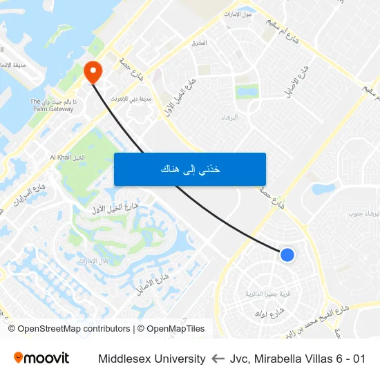 Jvc, Mirabella Villas 6 - 01 to Middlesex University map