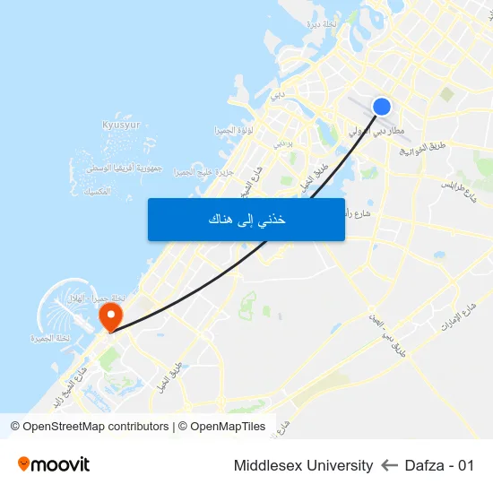 Dafza - 01 to Middlesex University map
