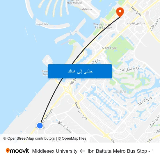 Ibn Battuta  Metro Bus Stop - 1 to Middlesex University map