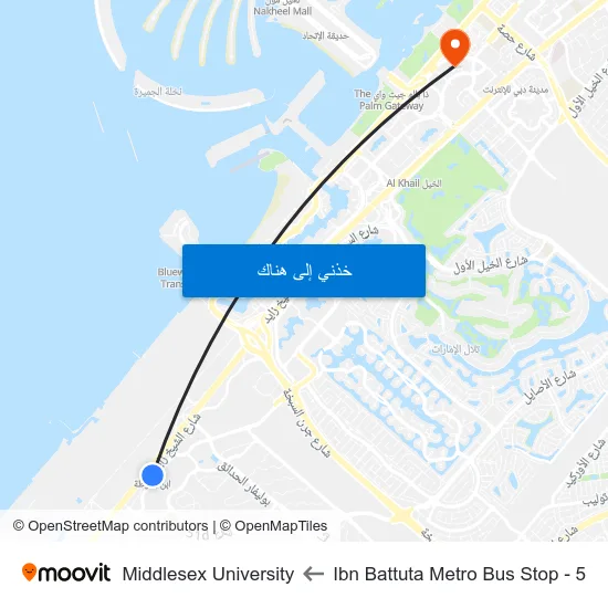 Ibn Battuta  Metro Bus Stop - 5 to Middlesex University map