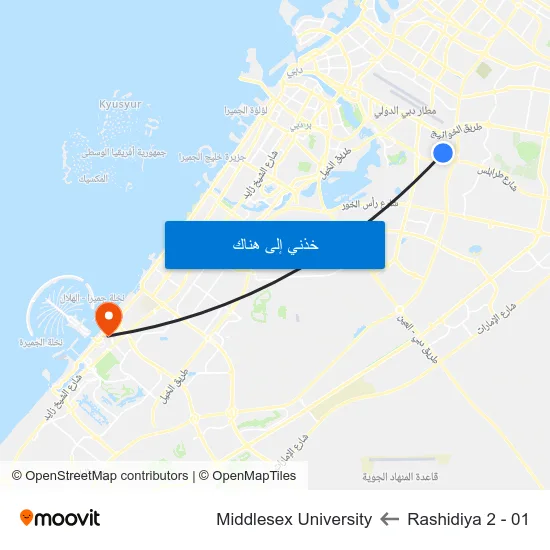 Rashidiya 2 - 01 to Middlesex University map