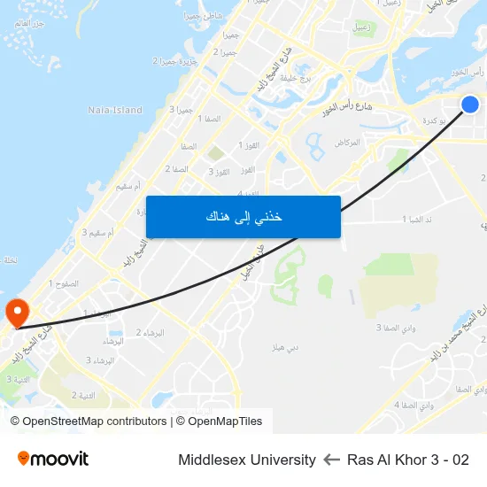 Ras Al Khor 3 - 02 to Middlesex University map