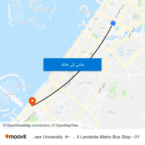 Dubai Mall Landside Metro Bus Stop - 01 to Middlesex University map