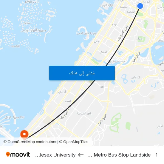 Adcb Metro Bus Stop Landside - 1 to Middlesex University map