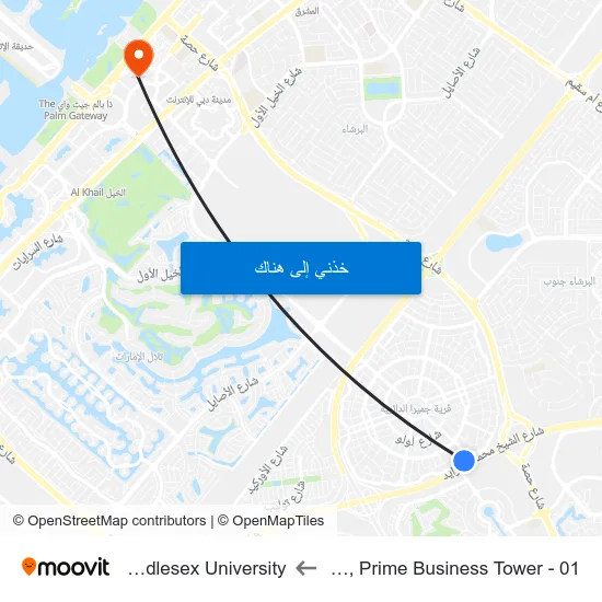Jvc, Prime Business Tower - 01 to Middlesex University map