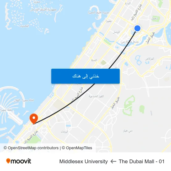 The Dubai Mall - 01 to Middlesex University map
