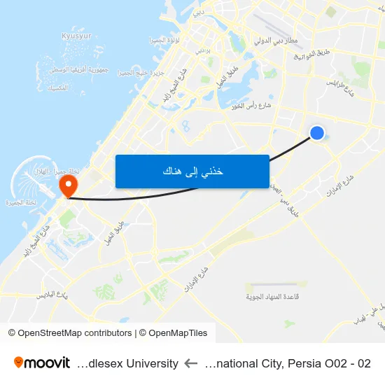 International City, Persia O02 - 02 to Middlesex University map