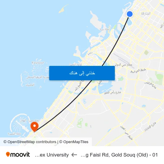Sharjah, King Faisl Rd, Gold Souq (Old) - 01 to Middlesex University map