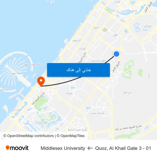 Quoz, Al Khail Gate 3 - 01 to Middlesex University map