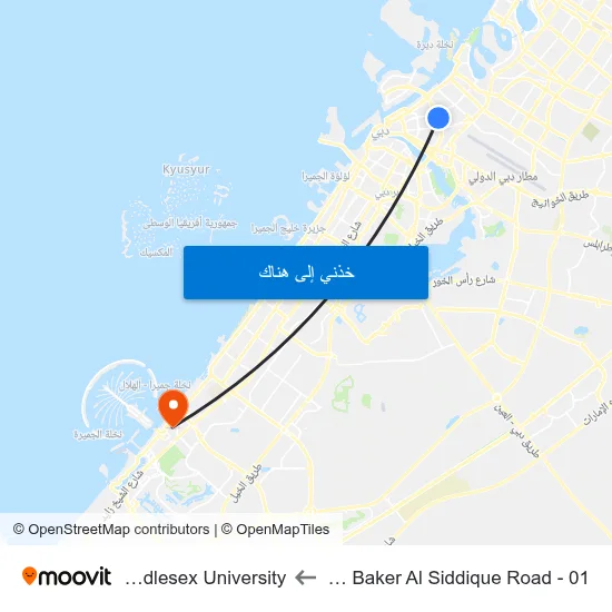 Abu Baker Al Siddique Road - 01 to Middlesex University map