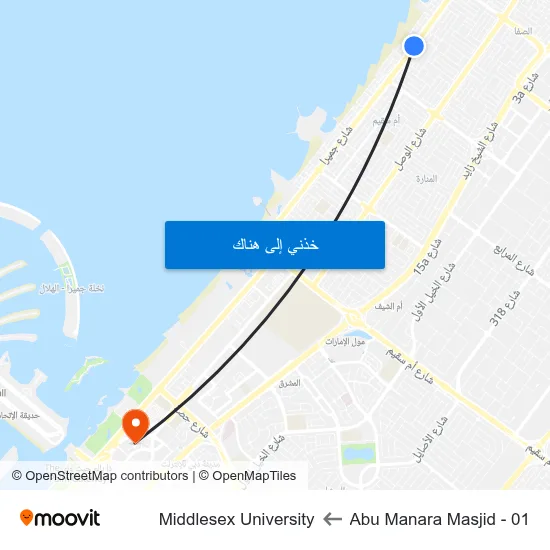 Abu Manara Masjid - 01 to Middlesex University map