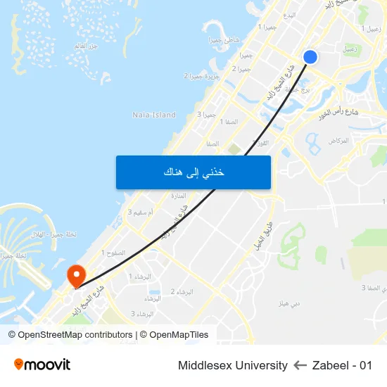 Zabeel - 01 to Middlesex University map