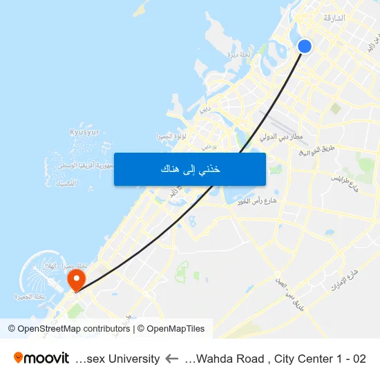 Sharjah, Al Wahda Road , City Center 1 - 02 to Middlesex University map