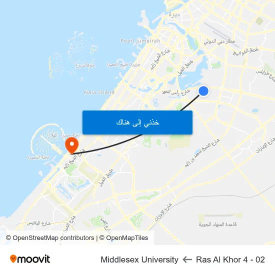 Ras Al Khor 4 - 02 to Middlesex University map