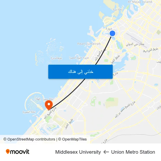 Union Metro Station to Middlesex University map