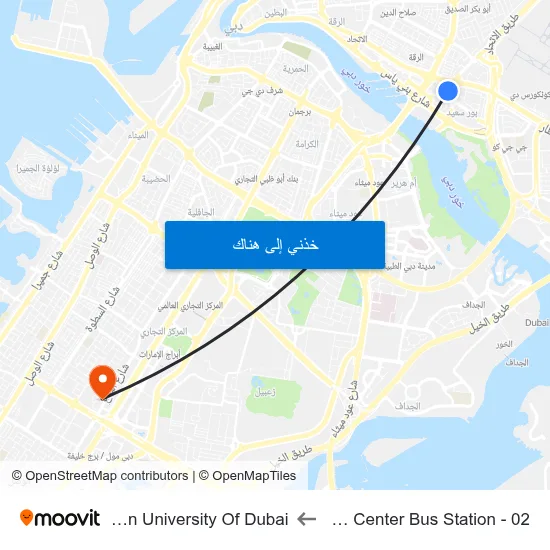 Deira City Center Bus Station - 02 to Canadian University Of Dubai map