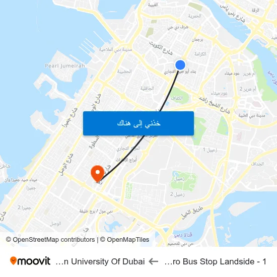 Adcb Metro Bus Stop Landside - 1 to Canadian University Of Dubai map