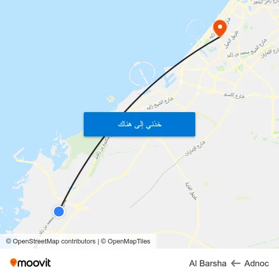 Adnoc to Al Barsha map