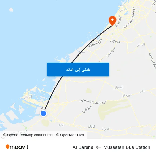 Mussafah Bus Station to Al Barsha map