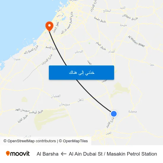 Al Ain Dubai St   / Masakin Petrol Station to Al Barsha map