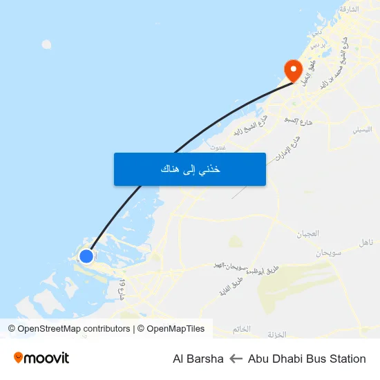 Abu Dhabi Bus Station to Al Barsha map