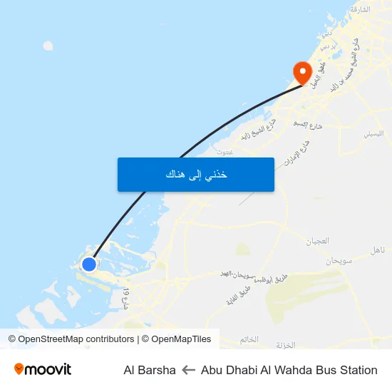 Abu Dhabi Al Wahda Bus Station to Al Barsha map