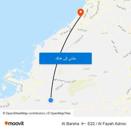 E22 / Al Fayah Adnoc to Al Barsha map