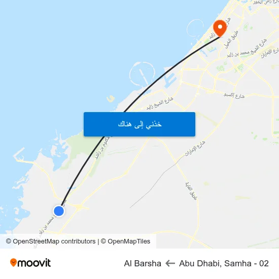 Abu Dhabi, Samha - 02 to Al Barsha map