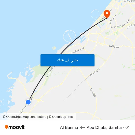 Abu Dhabi, Samha - 01 to Al Barsha map