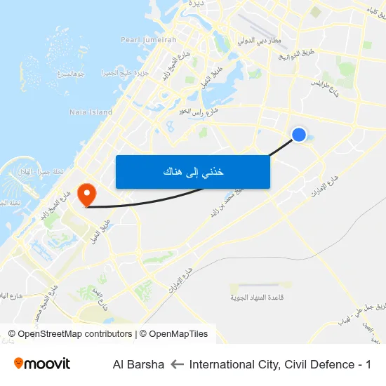 International City, Civil Defence - 1 to Al Barsha map