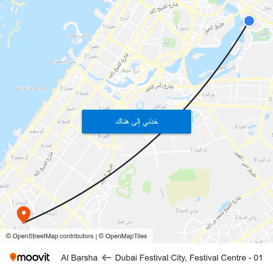 Dubai Festival City, Festival Centre - 01 to Al Barsha map