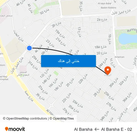 Al Barsha E - 02 to Al Barsha map