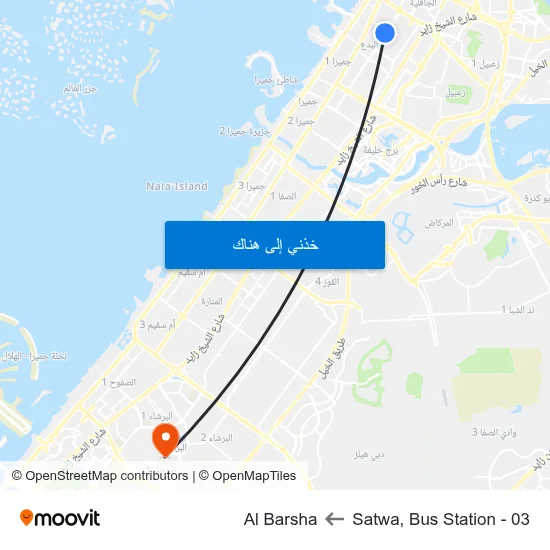 Satwa, Bus Station - 03 to Al Barsha map