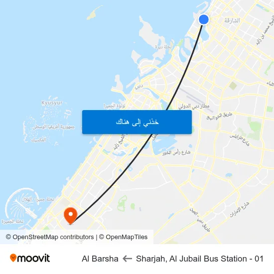 Sharjah, Al Jubail Bus Station - 01 to Al Barsha map