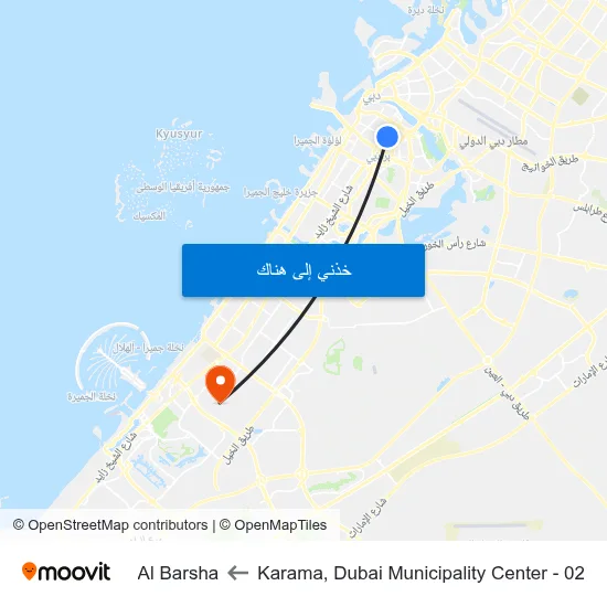Karama, Dubai Municipality Center - 02 to Al Barsha map