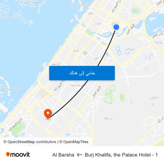 Burj Khalifa, the Palace Hotel - 1 to Al Barsha map