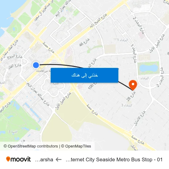 Dubai Internet City Seaside Metro Bus Stop - 01 to Al Barsha map