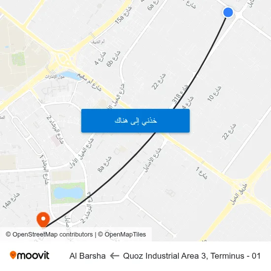 Quoz Industrial Area 3, Terminus - 01 to Al Barsha map