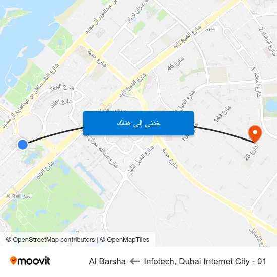 Infotech, Dubai Internet City - 01 to Al Barsha map
