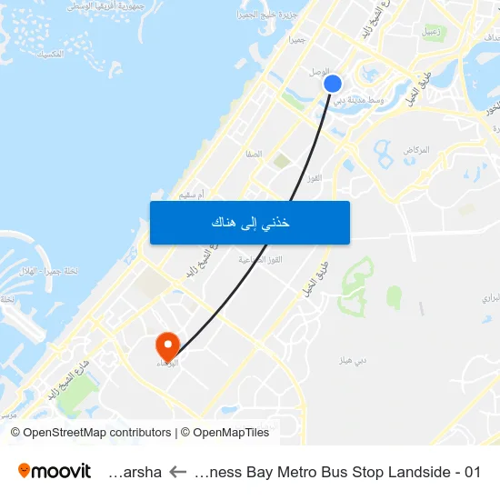 Business Bay Metro Bus Stop Landside - 01 to Al Barsha map