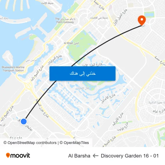 Discovery Garden 16 - 01 to Al Barsha map