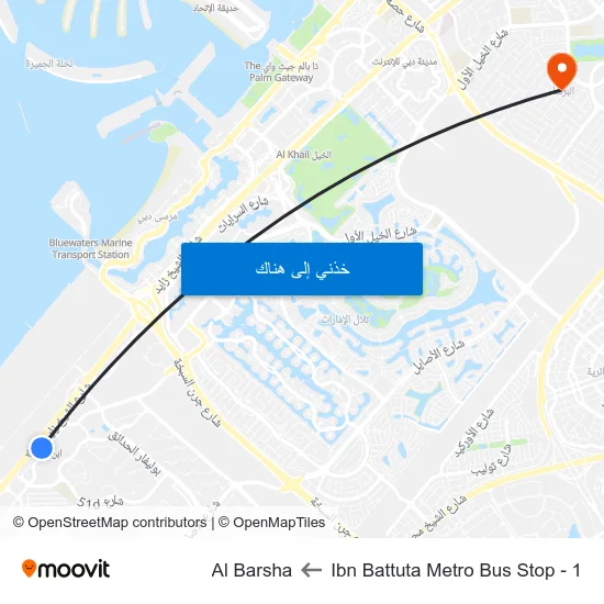 Ibn Battuta  Metro Bus Stop - 1 to Al Barsha map