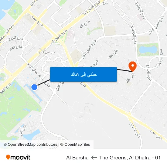 The Greens, Al Dhafra - 01 to Al Barsha map