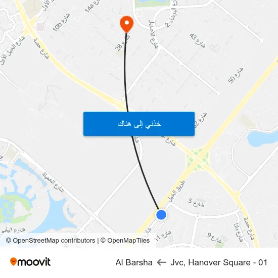 Jvc, Hanover Square - 01 to Al Barsha map