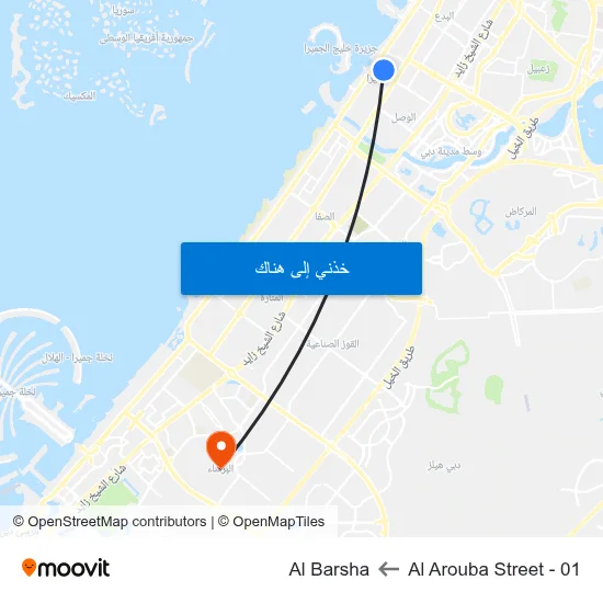 Al Arouba Street - 01 to Al Barsha map