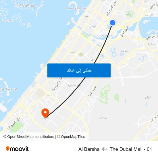 The Dubai Mall - 01 to Al Barsha map