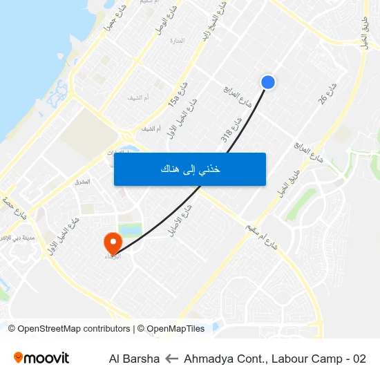 Ahmadya Cont., Labour Camp - 02 to Al Barsha map