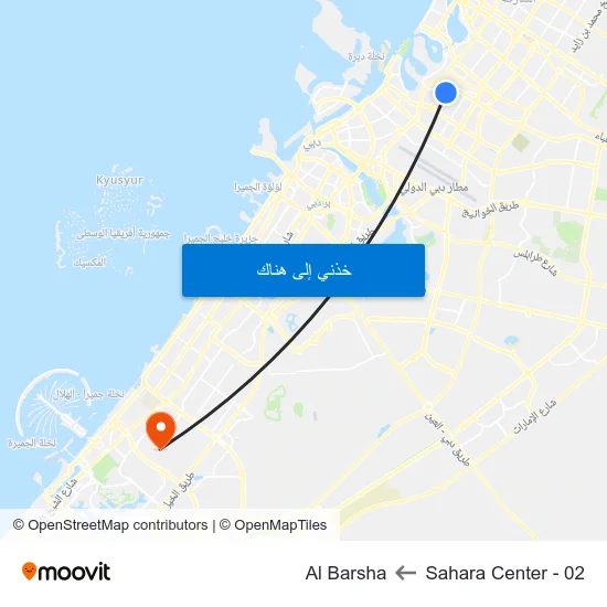 Sahara Center - 02 to Al Barsha map